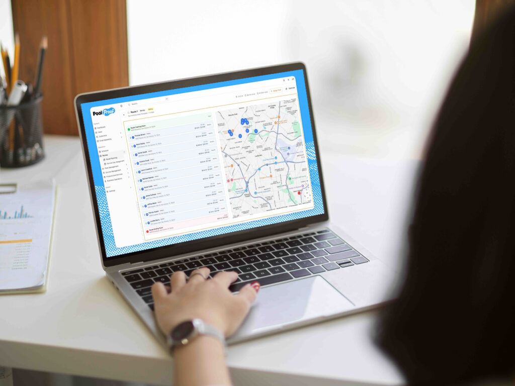 Intelligent Routing feature for pool business shown on laptop
